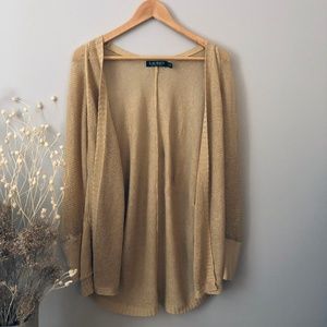 Ralph Lauren Gold Dolman Sleeve Open Cardigan